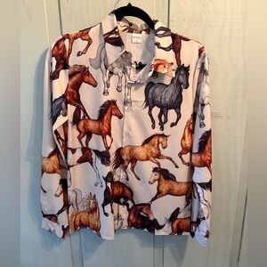 Women’s Equestrian Horse Print Shirt